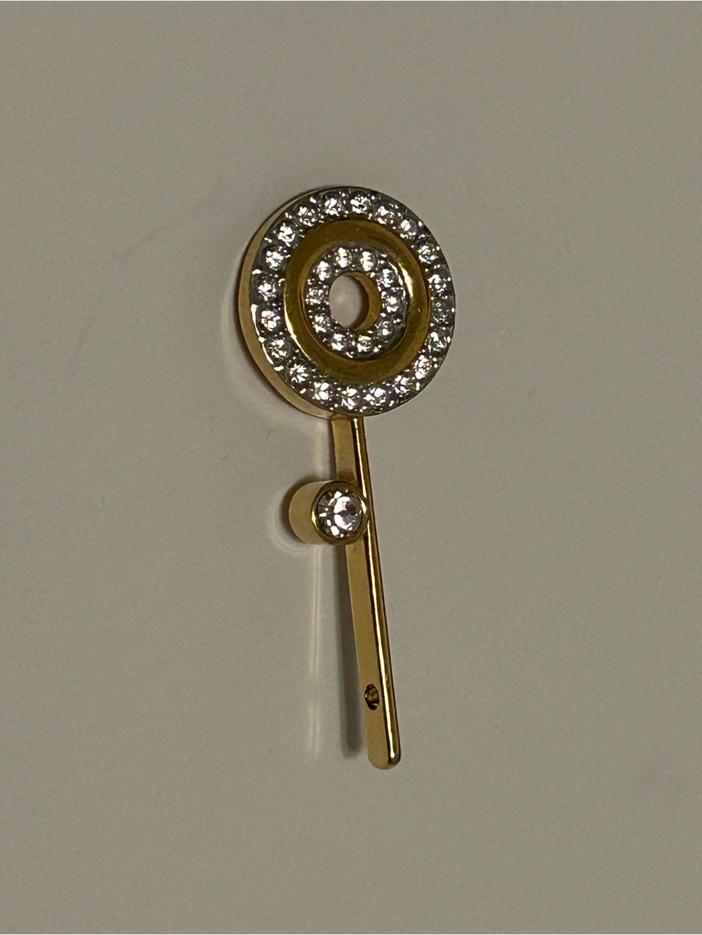 Gold-Tone Circle & Bar Rhinestone Charm Pendant Necklace Swirl Vintage Antique